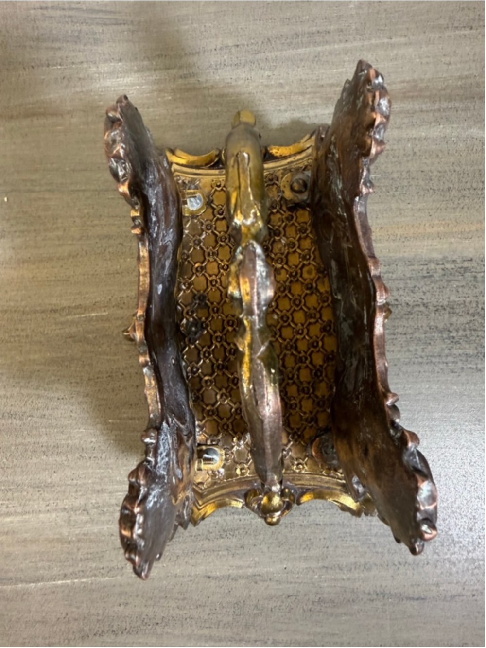 Vintage 1961 Rococo Cast Metal Mail Letter Holder Desk Organizer Bronze Finish - Picture 9 of 11